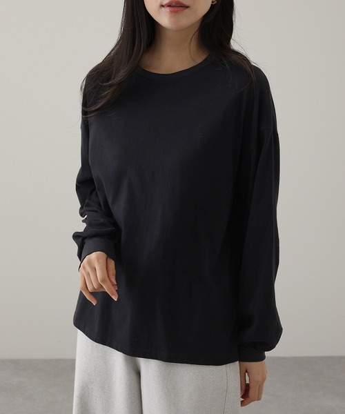 Lace Ladies(レースレディース)の「クルーネック オーバーサイズ 長袖 カット プルオーバー(Tシャツ/カットソー・レディース・ホワイト/ブラック・FREE)」の2枚目の写真