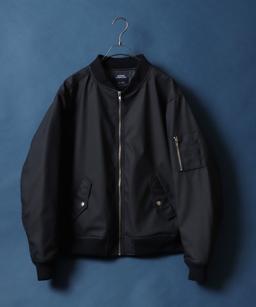 セール】Quilting Padded Synthetic Leather MA-1/キルト中綿 フェイク