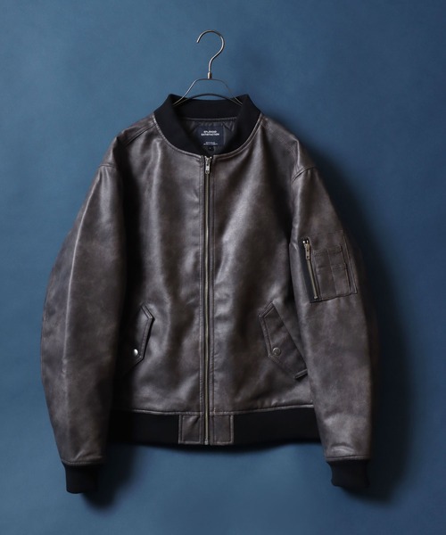 ANPAS（アンパス）の「Quilting Padded Synthetic Leather MA-1/キルト中綿 フェイクレザー MA-1 ボマージャケット ブルゾン メンズ レディース アウター（MA-1・メンズ・ブラック/ブラウン系その他/ブラック系その他・M/L/LL）」の20枚目の写真
