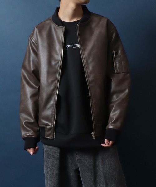 ANPAS（アンパス）の「Quilting Padded Synthetic Leather MA-1/キルト中綿 フェイクレザー MA-1 ボマージャケット ブルゾン メンズ レディース アウター（MA-1・メンズ・ブラック/ブラウン系その他/ブラック系その他・M/L/LL）」の17枚目の写真
