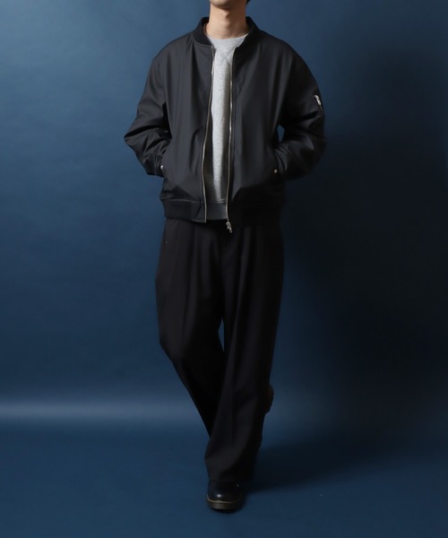 ANPAS（アンパス）の「Quilting Padded Synthetic Leather MA-1/キルト中綿 フェイクレザー MA-1 ボマージャケット ブルゾン メンズ レディース アウター（MA-1・メンズ・ブラック/ブラウン系その他/ブラック系その他・M/L/LL）」の11枚目の写真