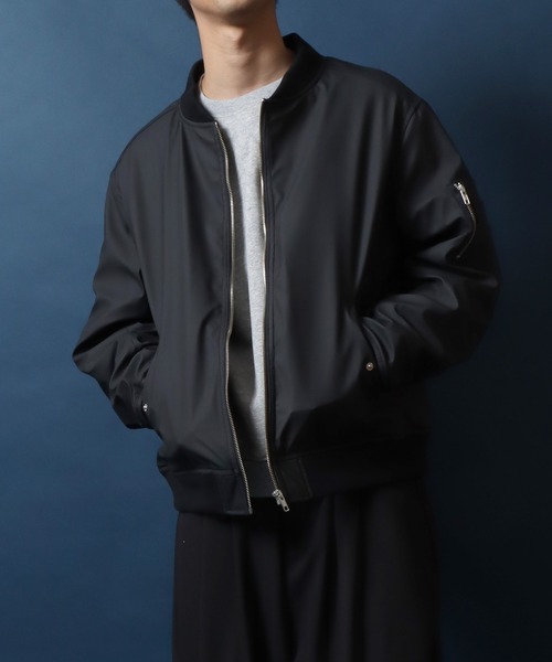 ANPAS（アンパス）の「Quilting Padded Synthetic Leather MA-1/キルト中綿 フェイクレザー MA-1 ボマージャケット ブルゾン メンズ レディース アウター（MA-1・メンズ・ブラック/ブラウン系その他/ブラック系その他・M/L/LL）」の7枚目の写真