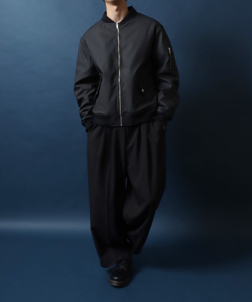 ANPAS（アンパス）の「Quilting Padded Synthetic Leather MA-1/キルト中綿 フェイクレザー MA-1 ボマージャケット ブルゾン メンズ レディース アウター（MA-1・メンズ・ブラック/ブラウン系その他/ブラック系その他・M/L/LL）」の12枚目の写真