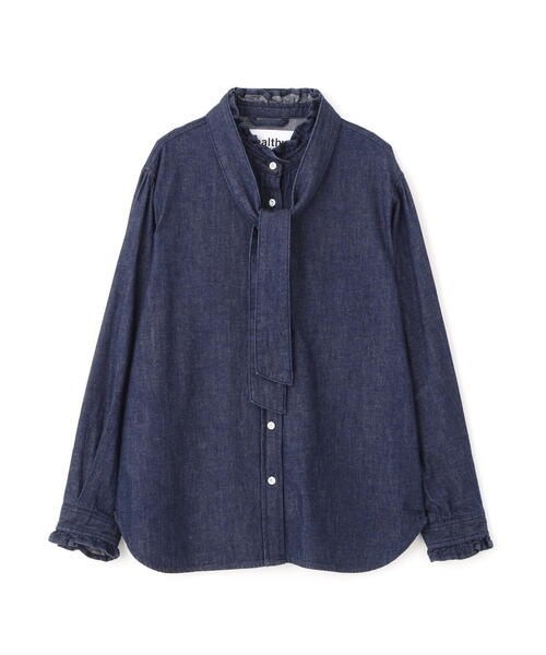 Healthy denim（ヘルシーデニム）の「◆【Healthy Denimコラボ】デニムボウタイブラウス（シャツ/ブラウス・レディース・ネイビー・MEDIUM）」の14枚目の写真