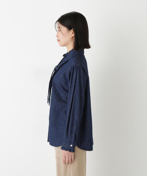 Healthy denim（ヘルシーデニム）の「◆【Healthy Denimコラボ】デニムボウタイブラウス（シャツ/ブラウス・レディース・ネイビー・MEDIUM）」の11枚目の写真