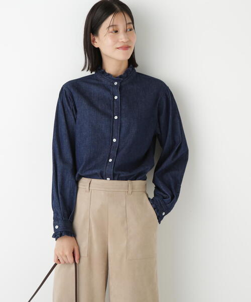 Healthy denim（ヘルシーデニム）の「◆【Healthy Denimコラボ】デニムボウタイブラウス（シャツ/ブラウス・レディース・ネイビー・MEDIUM）」の22枚目の写真