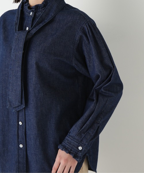 Healthy denim（ヘルシーデニム）の「◆【Healthy Denimコラボ】デニムボウタイブラウス（シャツ/ブラウス・レディース・ネイビー・MEDIUM）」の4枚目の写真