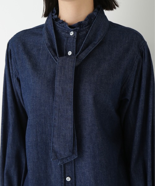 Healthy denim（ヘルシーデニム）の「◆【Healthy Denimコラボ】デニムボウタイブラウス（シャツ/ブラウス・レディース・ネイビー・MEDIUM）」の2枚目の写真