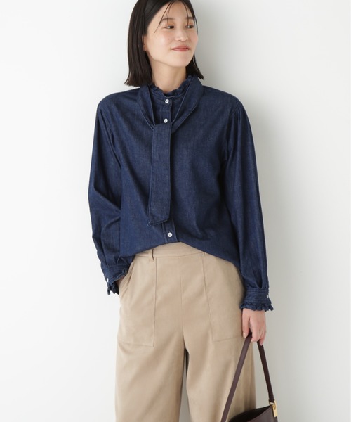 Healthy denim（ヘルシーデニム）の「◆【Healthy Denimコラボ】デニムボウタイブラウス（シャツ/ブラウス・レディース・ネイビー・MEDIUM）」の17枚目の写真