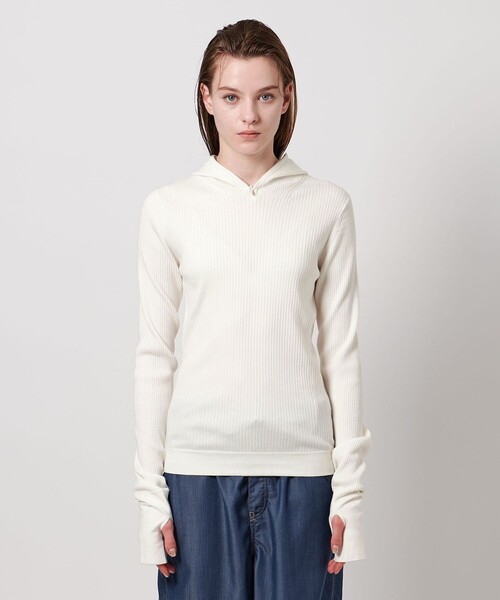 ASTRAET(アストラット)の「<ASTRAET>フーデッド リブニット(ニット/セーター・レディース・ブラック/ホワイト・FREE)」の10枚目の写真