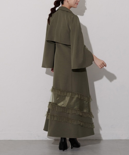 birei（ビレイ）の「スリットジャケット＆フリンジチュールキャミソールワンピース（ドレス・レディース・カーキ/ブラック/グレー・M）」の6枚目の写真