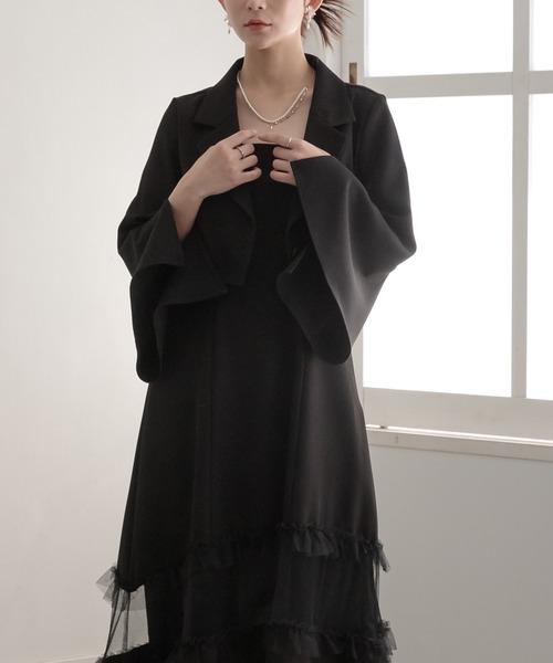 birei（ビレイ）の「スリットジャケット＆フリンジチュールキャミソールワンピース（ドレス・レディース・カーキ/ブラック/グレー・M）」の17枚目の写真