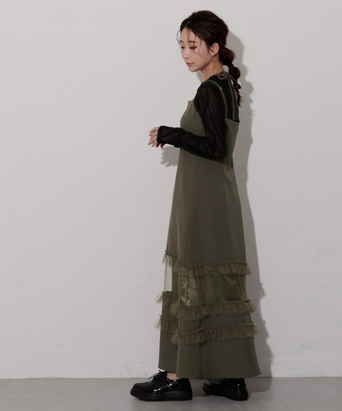 birei（ビレイ）の「スリットジャケット＆フリンジチュールキャミソールワンピース（ドレス・レディース・カーキ/ブラック/グレー・M）」の22枚目の写真