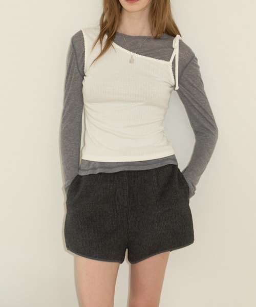 GIUNON（ジウノン）の「back frill short pants / バックフリルショートパンツ（その他パンツ・レディース・グレー・FREE）」の4枚目の写真