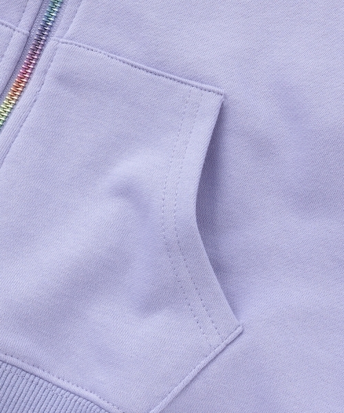 X-girl Stages（エックスガールステージス）の「【TBSドラマ フェイクマミー 着用アイテム】デニムパッチロゴジップパーカー（パーカー・キッズ・アイボリー/ラベンダー・140cm/110cm/120cm/130cm）」の12枚目の写真