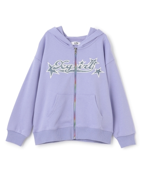 X-girl Stages（エックスガールステージス）の「【TBSドラマ フェイクマミー 着用アイテム】デニムパッチロゴジップパーカー（パーカー・キッズ・アイボリー/ラベンダー・140cm/110cm/120cm/130cm）」の6枚目の写真