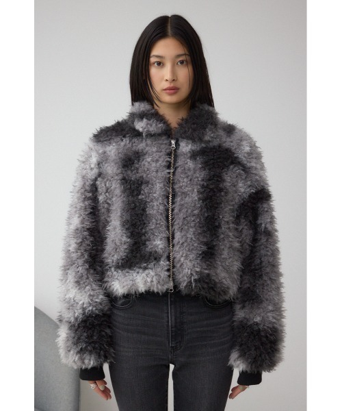 日本未入荷　ボブルス　アヒル　グレー カーリーボアショートブルゾン（ブルゾン）｜AZUL BY MOUSSY（アズール