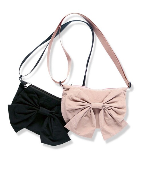 BRANSHES（ブランシェス）の「リボンショルダーバッグ（ショルダーバッグ・キッズ・ピンク/ブラック・FREE）」の6枚目の写真