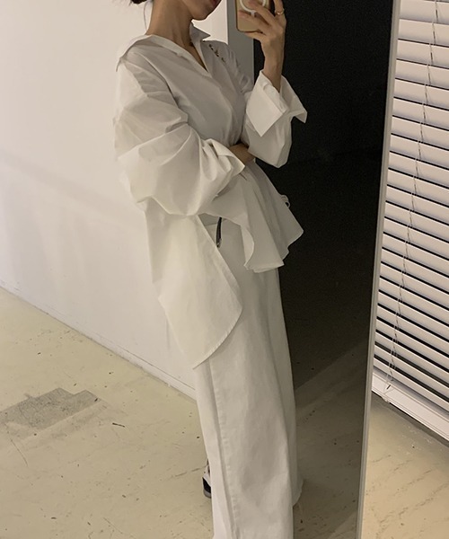 gossip!ロサンゼルス(ゴシップロサンゼルス)の「YUGA バックコンシャス リボンシャツ トップス(シャツ/ブラウス・レディース・ブルー/ホワイト・FREE)」の16枚目の写真