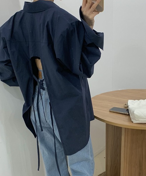 gossip!ロサンゼルス(ゴシップロサンゼルス)の「YUGA バックコンシャス リボンシャツ トップス(シャツ/ブラウス・レディース・ブルー/ホワイト・FREE)」の15枚目の写真
