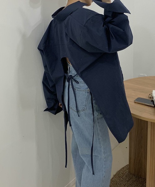 gossip!ロサンゼルス(ゴシップロサンゼルス)の「YUGA バックコンシャス リボンシャツ トップス(シャツ/ブラウス・レディース・ブルー/ホワイト・FREE)」の18枚目の写真