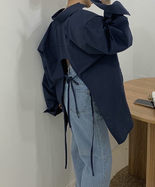gossip!ロサンゼルス(ゴシップロサンゼルス)の「YUGA バックコンシャス リボンシャツ トップス(シャツ/ブラウス・レディース・ブルー/ホワイト・FREE)」の19枚目の写真