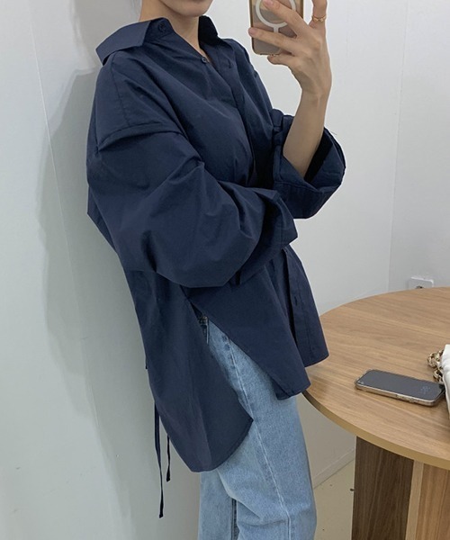gossip!ロサンゼルス(ゴシップロサンゼルス)の「YUGA バックコンシャス リボンシャツ トップス(シャツ/ブラウス・レディース・ブルー/ホワイト・FREE)」の4枚目の写真