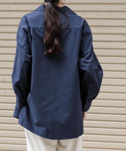 FORK&SPOON(フォークアンドスプーン)の「FORK&SPOON スキッパーロングシャツ(シャツ/ブラウス・レディース・ネイビー/ベージュ・1)」の6枚目の写真