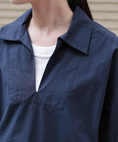 FORK&SPOON(フォークアンドスプーン)の「FORK&SPOON スキッパーロングシャツ(シャツ/ブラウス・レディース・ネイビー/ベージュ・1)」の9枚目の写真