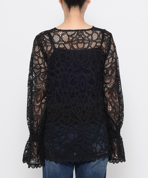 mysty woman（ミスティウーマン）の「レースボウタイブラウス 575252（シャツ/ブラウス・レディース・オフホワイト/ブラック・FREE）」の10枚目の写真