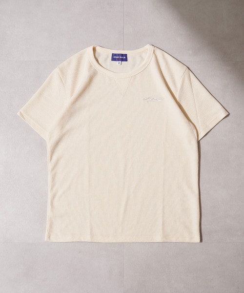 STAY GOLD(ステイゴールド)の「【STAYGOLD】 サーマル ワンポイント刺繍 半袖 Tシャツ / Thermal One-Point Embroidery Short Sleeve T-Shirt(Tシャツ/カットソー・メンズ・アイボリー/ネイビー/チャコールグレー・S/M/L)」の5枚目の写真