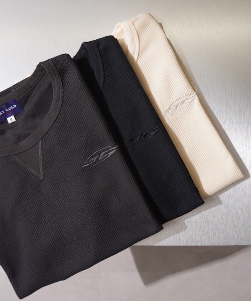 STAY GOLD(ステイゴールド)の「【STAYGOLD】 サーマル ワンポイント刺繍 半袖 Tシャツ / Thermal One-Point Embroidery Short Sleeve T-Shirt(Tシャツ/カットソー・メンズ・アイボリー/ネイビー/チャコールグレー・S/M/L)」の4枚目の写真