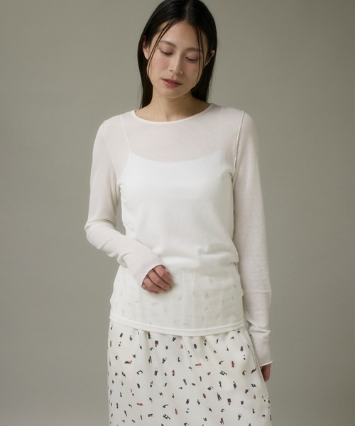I.T.'S international(イッツインターナショナル)の「シアーテレコクルーネックプルオーバー(Tシャツ/カットソー・レディース・ブラック/オフホワイト・11号/9号)」の3枚目の写真