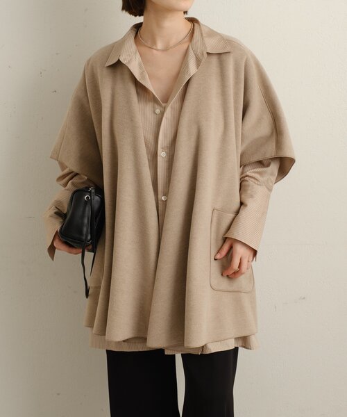 Omekashi(オメカシ)の「ニットパイルノーカラージャケット(その他アウター・レディース・ブラウン/ベージュ・FREE)」の12枚目の写真