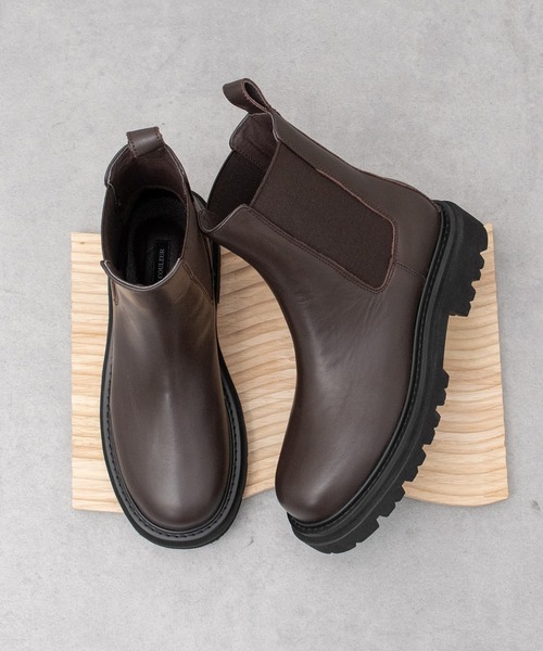 PARADIS COULEUR（パラディクルール）の「【PARADIS COULEUR】防滑ソール撥水サイドゴアブーツ(353019)（ブーツ・レディース・ダークブラウン/ブラック・23/24.5/24/23.5/22.5）」の2枚目の写真