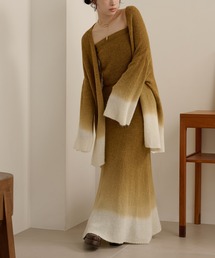 gradation gown knit 3set up /配色グラデーションガウンニットセットアップ