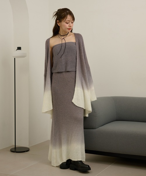 LAULEN(ローレン)の「gradation gown knit 3set up /配色グラデーションガウンニットセットアップ(セットアップ・レディース・グレー/マスタード・FREE)」の13枚目の写真
