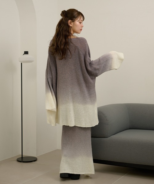 LAULEN(ローレン)の「gradation gown knit 3set up /配色グラデーションガウンニットセットアップ(セットアップ・レディース・グレー/マスタード・FREE)」の14枚目の写真