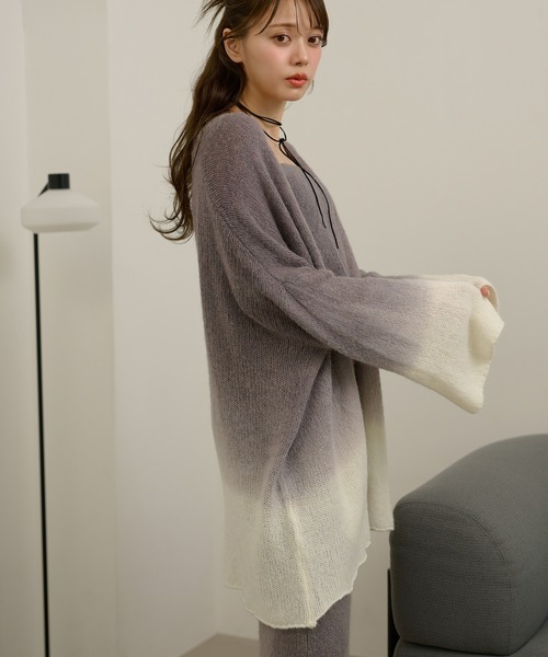 LAULEN(ローレン)の「gradation gown knit 3set up /配色グラデーションガウンニットセットアップ(セットアップ・レディース・グレー/マスタード・FREE)」の19枚目の写真