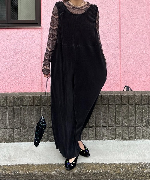 mi via loca（ミヴィアロカ）の「【2WAY/セルフカット】プリーツロンパース（サロペット/オーバーオール・レディース・ブラウン/ブラック・FREE）」の21枚目の写真