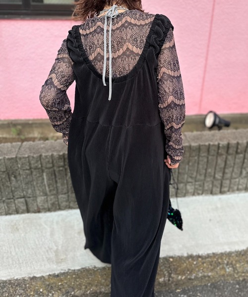 mi via loca（ミヴィアロカ）の「【2WAY/セルフカット】プリーツロンパース（サロペット/オーバーオール・レディース・ブラウン/ブラック・FREE）」の20枚目の写真