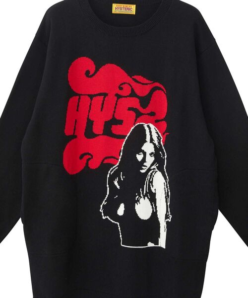 HYSTERIC GLAMOUR ヒステリックグラマー　シャギー　ワンピース　黒 FLAME WOMAN編込 ワンピース（ワンピース）｜HYSTERIC GLAMOUR