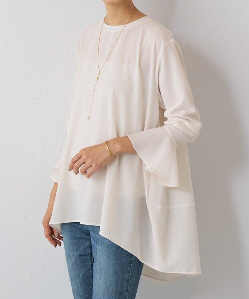 美品♡ビアズリーBEARDSLEY Tブラウス ホワイト 長袖 BEARDSLEY tシャツ Tブラウス「2サイズ展開」 レディース