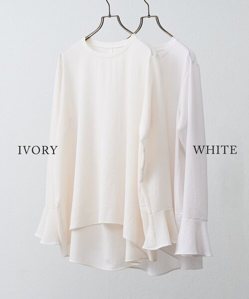 BEARDSLEY フリルブラウス ホワイト BEARDSLEY（ビアズリー） ブラウス シャツ フリルカフス後ろドレープT