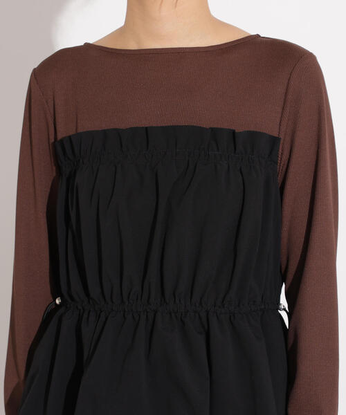 N.（N. Natural Beauty Basic）（エヌエヌナチュラルビューティーベーシック）の「【PS/低身長サイズ】ドロストコードドッキングワンピース（ワンピース・レディース・ブラック/カーキ・MEDIUM/P/S）」の3枚目の写真