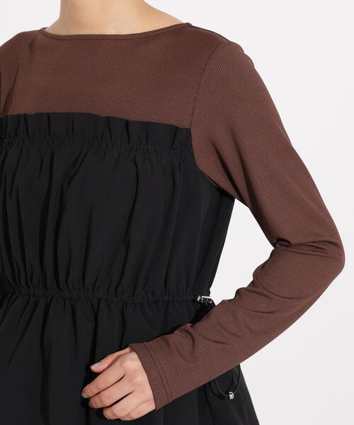 N.（N. Natural Beauty Basic）（エヌエヌナチュラルビューティーベーシック）の「【PS/低身長サイズ】ドロストコードドッキングワンピース（ワンピース・レディース・ブラック/カーキ・MEDIUM/P/S）」の4枚目の写真