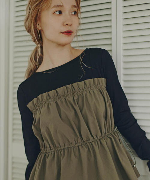 N.（N. Natural Beauty Basic）（エヌエヌナチュラルビューティーベーシック）の「【PS/低身長サイズ】ドロストコードドッキングワンピース（ワンピース・レディース・ブラック/カーキ・MEDIUM/P/S）」の13枚目の写真