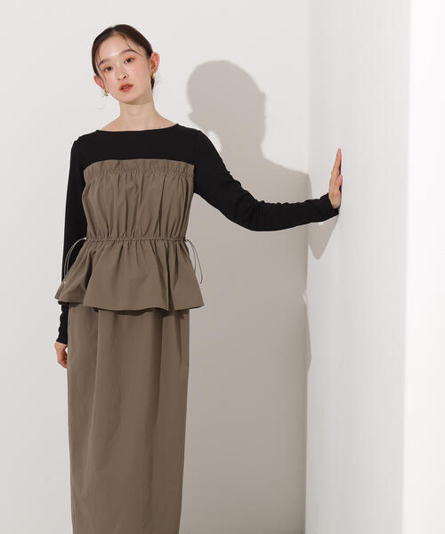 N.（N. Natural Beauty Basic）（エヌエヌナチュラルビューティーベーシック）の「【PS/低身長サイズ】ドロストコードドッキングワンピース（ワンピース・レディース・ブラック/カーキ・MEDIUM/P/S）」の15枚目の写真