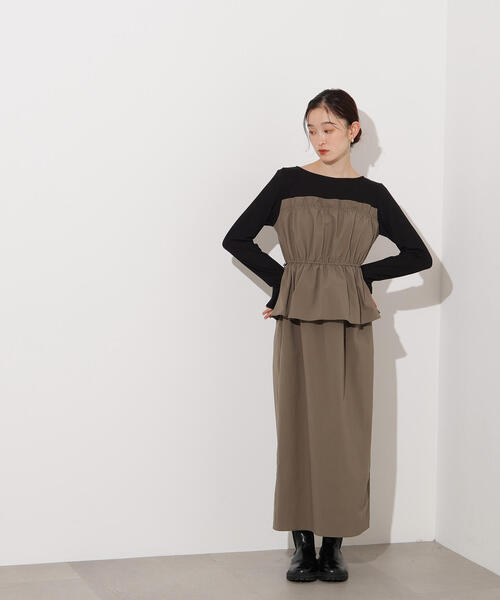 N.（N. Natural Beauty Basic）（エヌエヌナチュラルビューティーベーシック）の「【PS/低身長サイズ】ドロストコードドッキングワンピース（ワンピース・レディース・ブラック/カーキ・MEDIUM/P/S）」の16枚目の写真