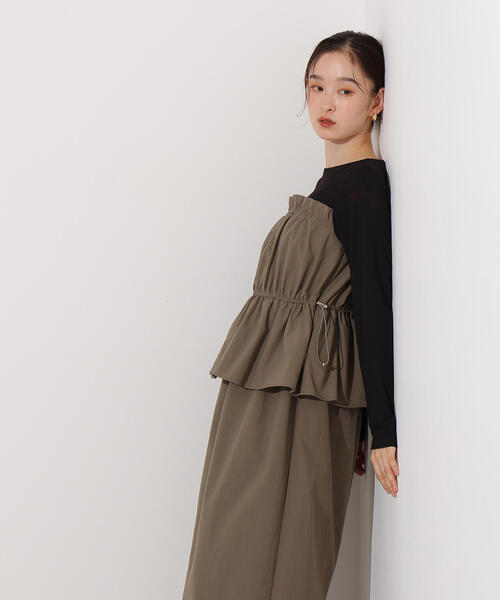 N.（N. Natural Beauty Basic）（エヌエヌナチュラルビューティーベーシック）の「【PS/低身長サイズ】ドロストコードドッキングワンピース（ワンピース・レディース・ブラック/カーキ・MEDIUM/P/S）」の18枚目の写真